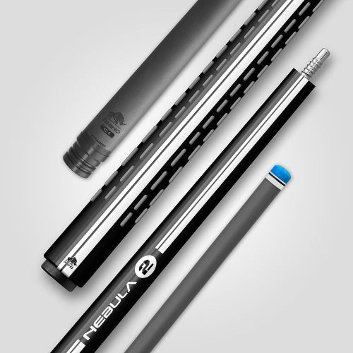 Pool kulečníkové tágo Rhino Nebula 2 Jet Black, dvoudílné s karbonovou špicí