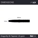 Šipky steel Red Dragon Dragonfly 95 Black - Tapered 23g, 95% wolfram