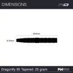 Šipky steel Red Dragon Dragonfly 95 Black - Tapered 25g, 95% wolfram