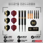 Šipky steel Red Dragon 50 Years Player Edition Peter Wright 21g 90% wolfram