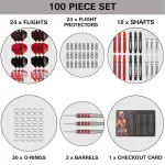 Šipky steel Target Stephen Bunting 22g brass + příslušenství 100ks sada
