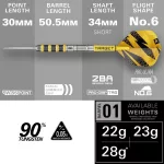 Šipky steel Target Buzz 01, 23g SP 90% wolfram