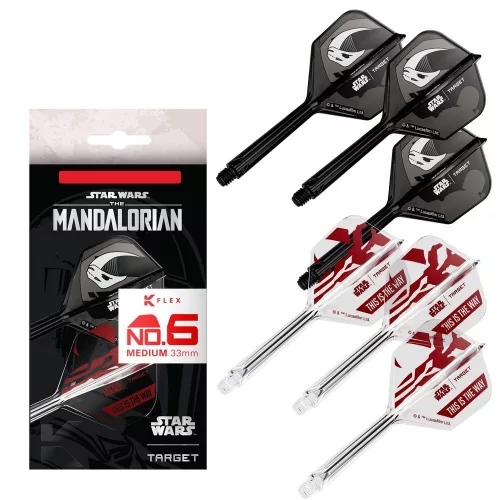 STAR WARS TARGET K-Flex Mandalorian integrované No6 letky a dlouhé násadky na šipky 6ks