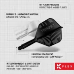 Target K-Flex Flight černé integrované No6 letky a střední násadky na šipky