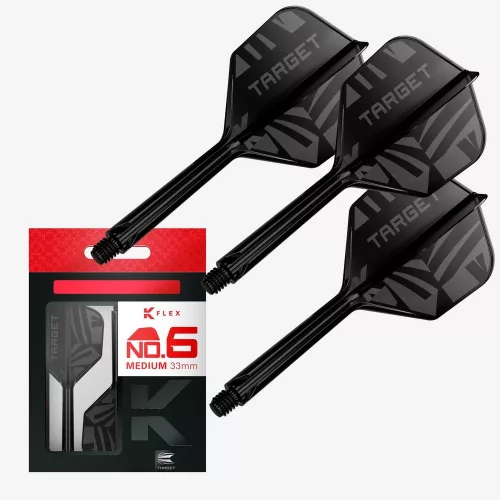 Target K-Flex Flight černé integrované No6 letky a dlouhé násadky na šipky