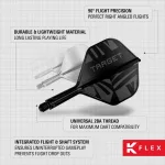 Target K-Flex Flight černé integrované No2 letky a střední násadky na šipky