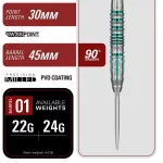 Šipky steel Target Japan Black Marque Pierce 22g SP 90% wolfram
