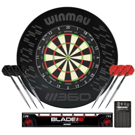   Kompletní šipkařský set s terčem Winmau Blade 360, surroundem, 2 sety šipek, startovací čarou a výst