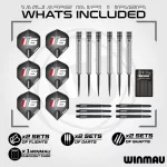 Kompletní šipkařský set s terčem Winmau Blade 6 Triple Core, černý surroundem, 2 sety šipek, startov