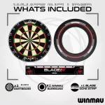 Kompletní šipkařský set s terčem Winmau Blade 6, šedým surroundem, 2 sety šipek, startovací čára a v