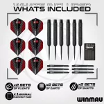 Kompletní šipkařský set s terčem Winmau Blade 6, šedým surroundem, 2 sety šipek, startovací čára a v
