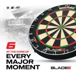 Kompletní šipkařský set s terčem Winmau Blade 6, šedým surroundem, 2 sety šipek, startovací čára a v