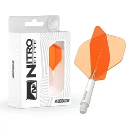   Red Dragon Nitro Flite bílo-oranžové integrované standard letky a dlouhé násadky na šipky