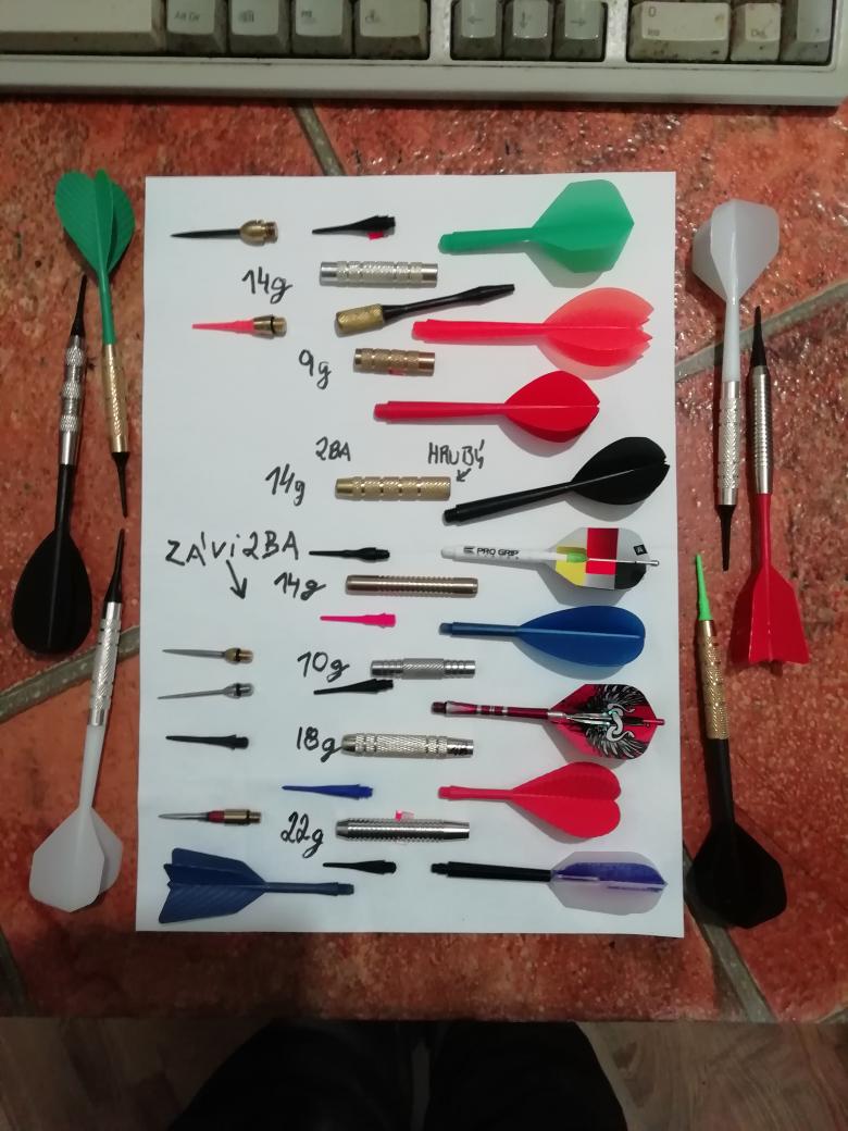 Tělo šipky stříbrné 14 g, závit hrubý-hrubý
